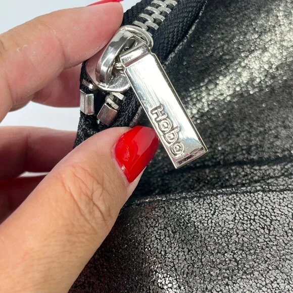 Hobo Effe Pewter Shimmer Leather Clutch With Floral Lining & Zipper Closure $128 - Picture 4 of 7